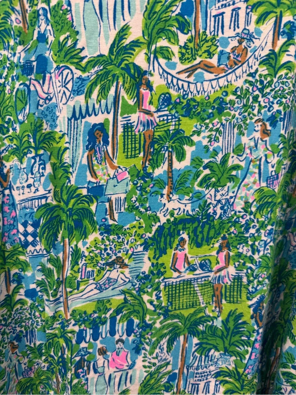 Lilly Pulitzer Green & Blue Tropical Print Top - Picture 2 of 4